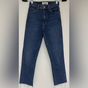 Reformation Liza High Rise Raw Hem Blue Jeans Size 23